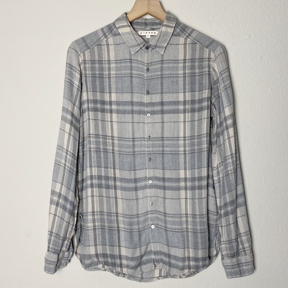 Xirena Shelby Gray Plaid Flannel Long Sleeve Button Up Shirt - Picture 5 of 11